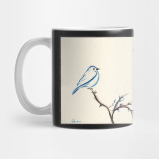 Morning Chirp - original watercolor painting of a little blue bird Mug